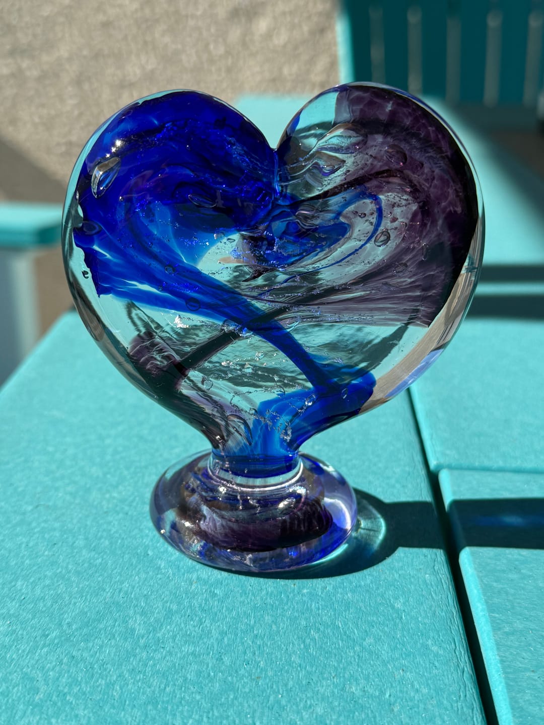 Customer photo review of Glass Heart with Cremation Ash - Standing