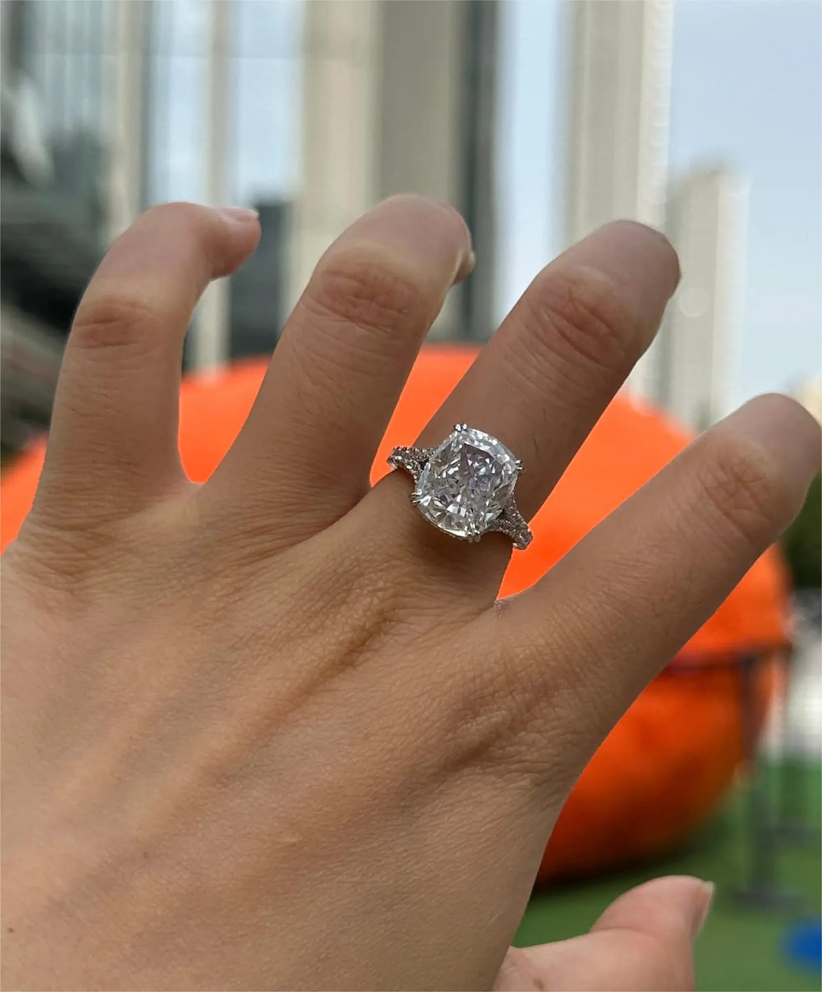Customer photo review of Classic Sterling Silver Cushion Cut Engagement Ring