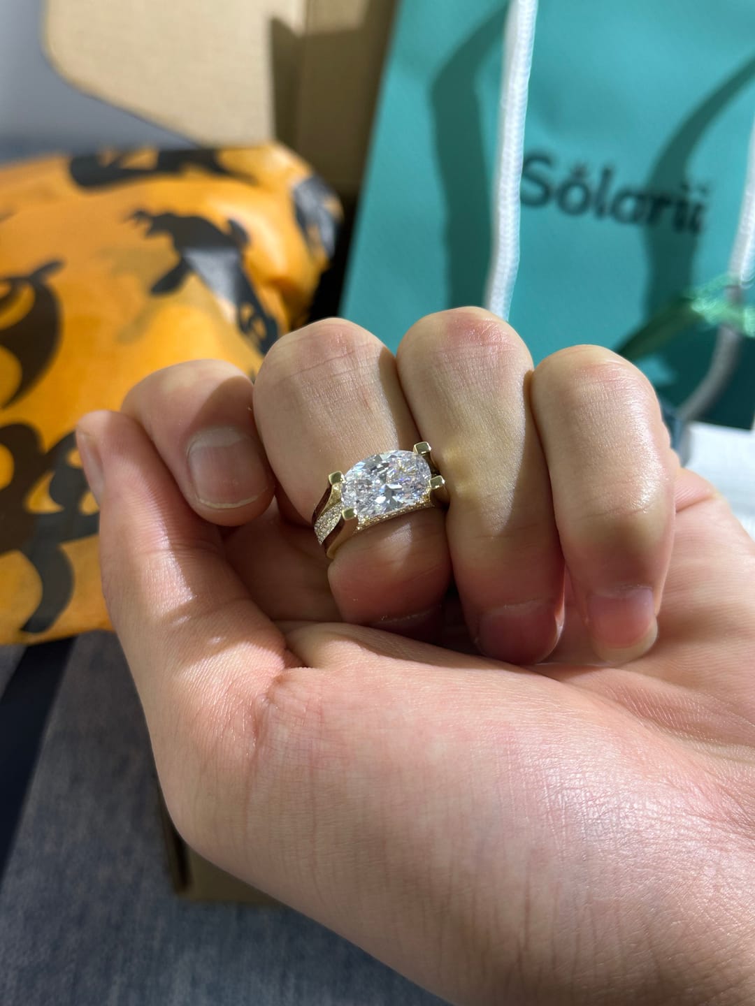Customer photo review of Solarii New Arrived 5.0ct Oval Cut Engagement Ring