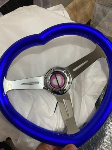 Customer photo review of Heart Shaped Chrome Steering Wheel 350MM