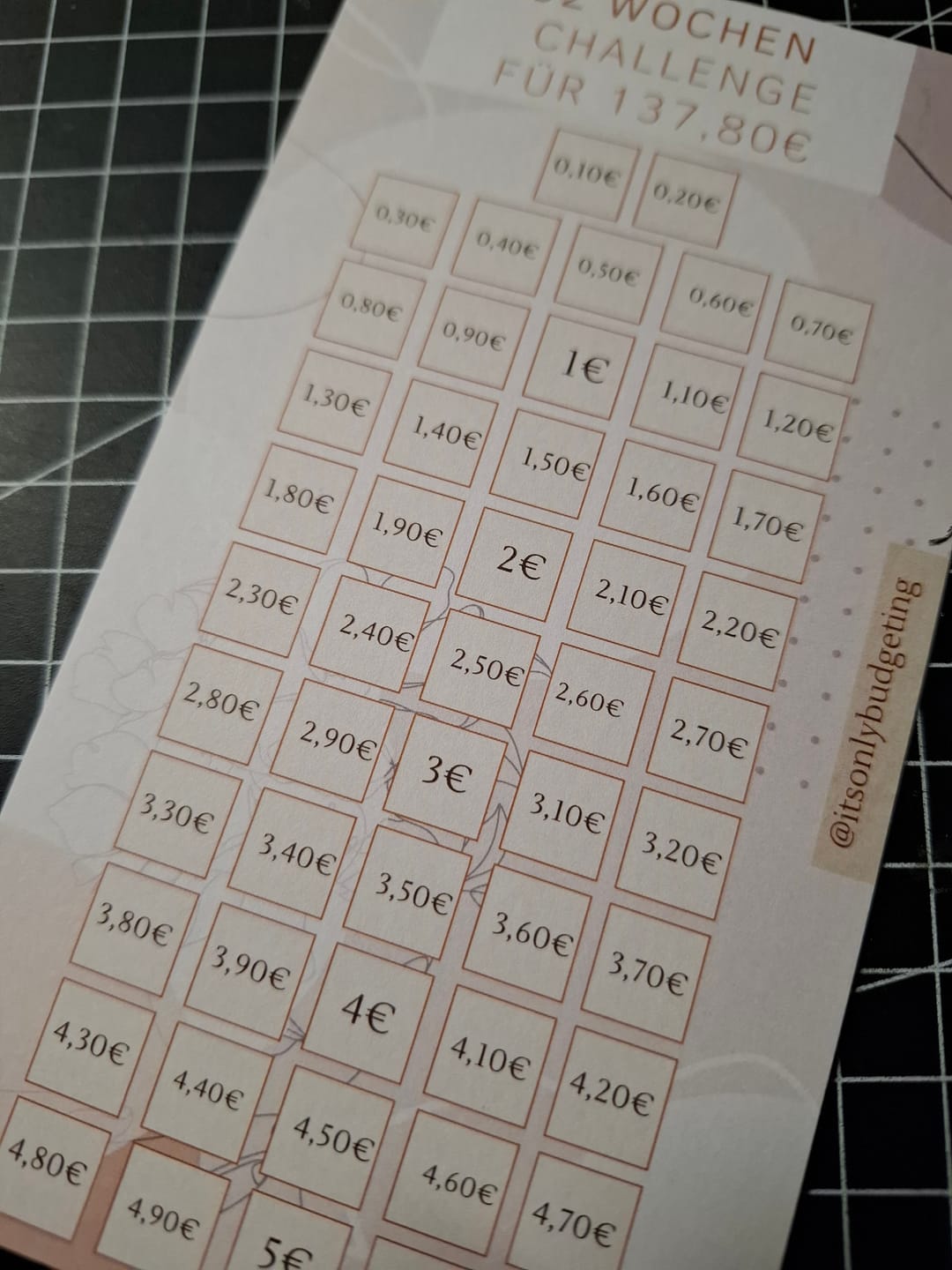 Customer photo review of 52-Wochen Sparchallenge MINI A6