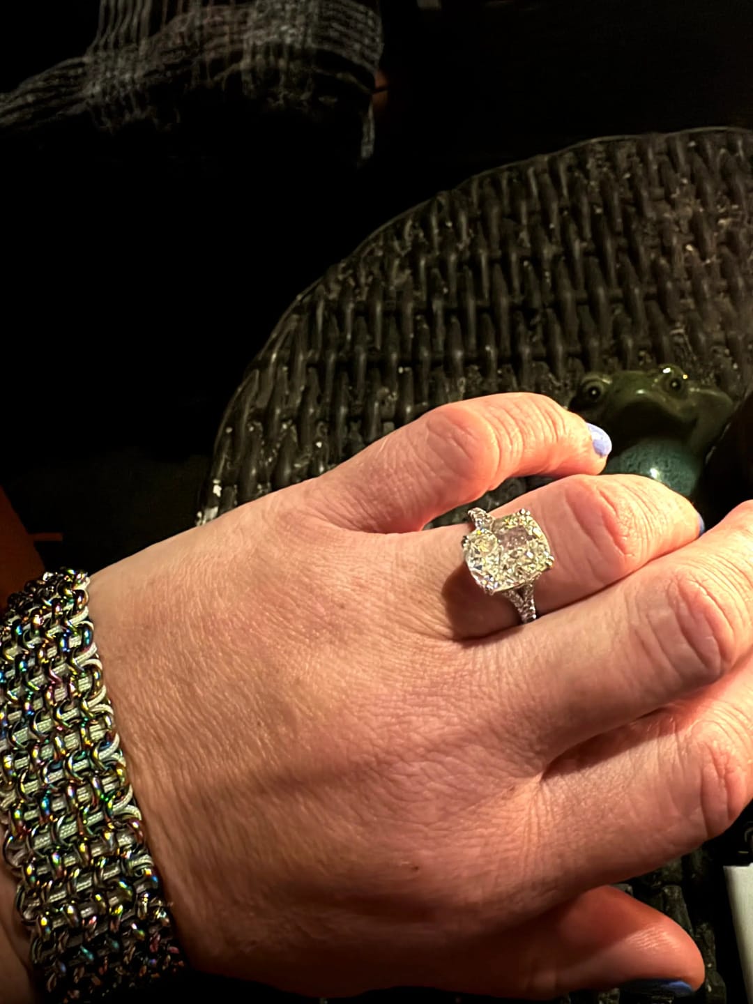 Customer photo review of Classic Sterling Silver Cushion Cut Engagement Ring