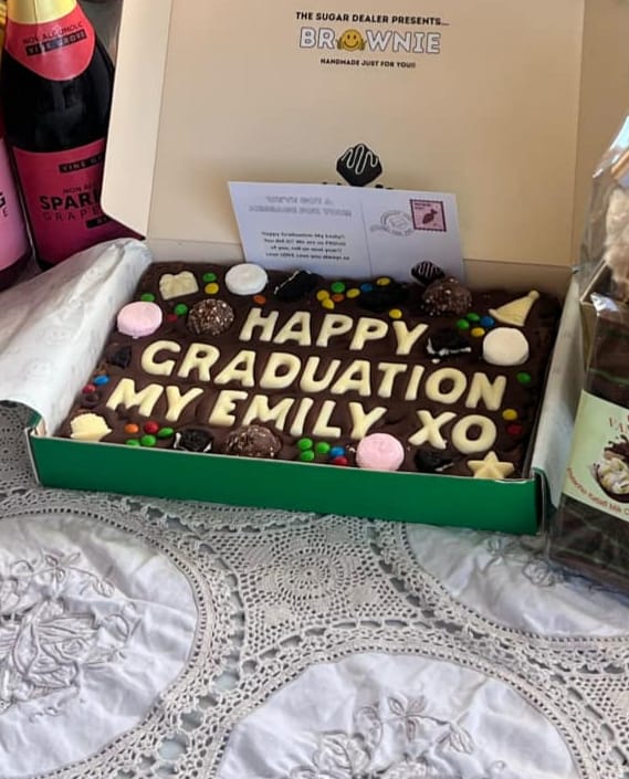 Customer photo review of Mega custom message birthday brownie