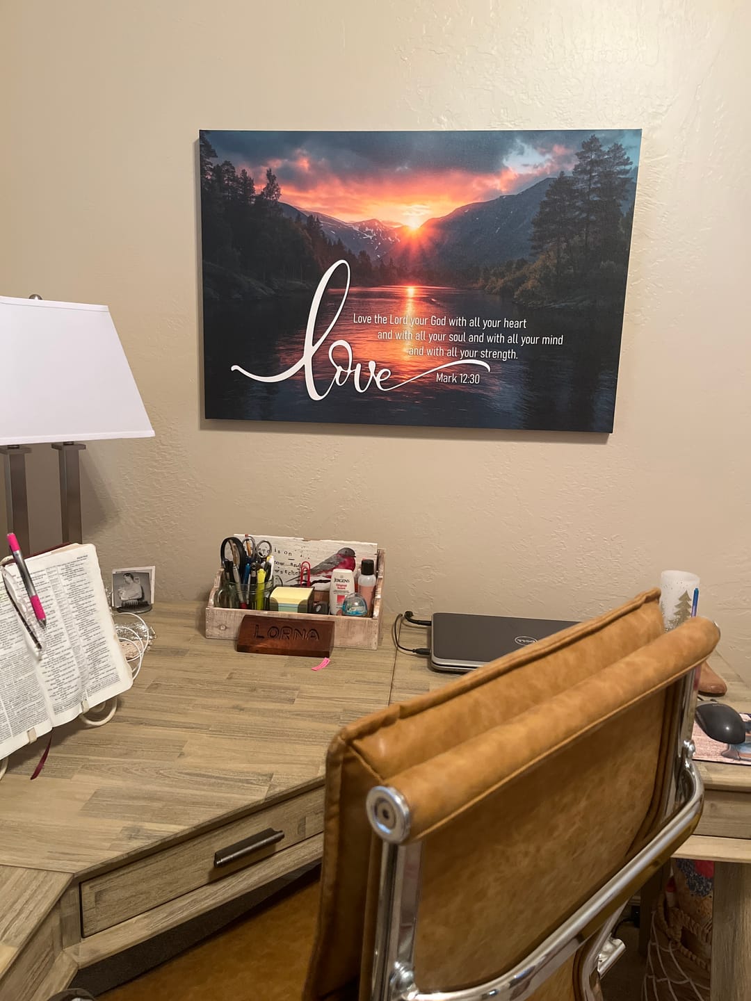 Customer photo review of Mark 12:30 Love The Lord Your God With All Your Heart Wall Art Canvas