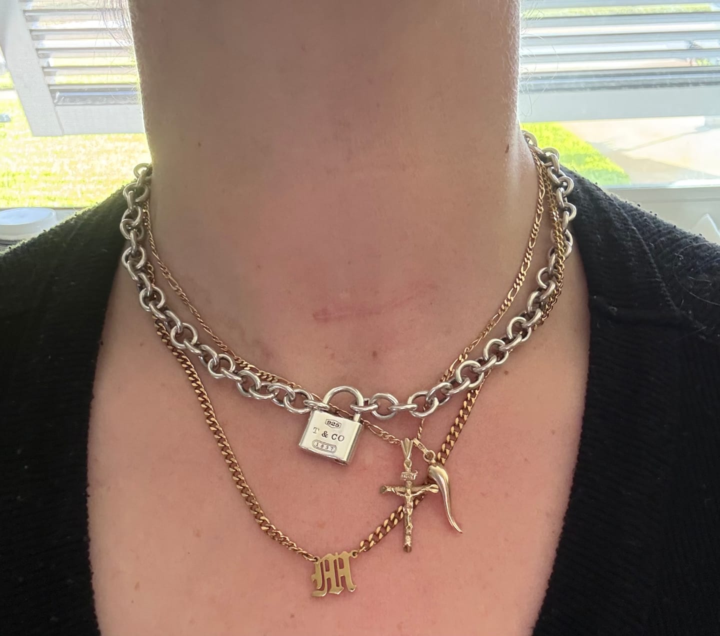 Customer photo review of Cuban Initial Necklace