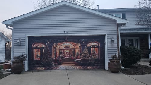 Customer photo review of Charming Christmas Shopfront Garage Door Cover Banner Decoration - Decor Your Door