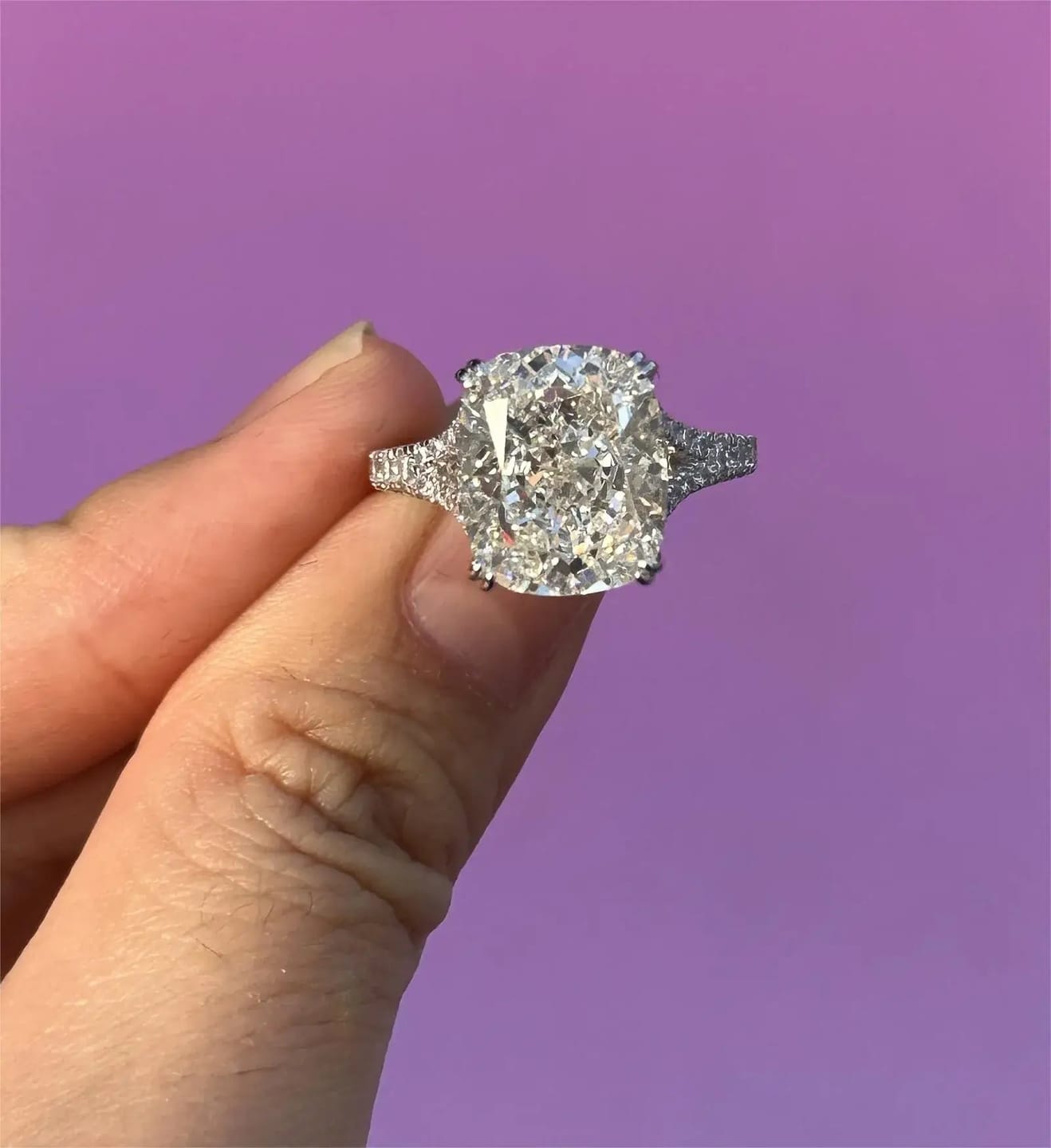 Customer photo review of Classic Sterling Silver Cushion Cut Engagement Ring