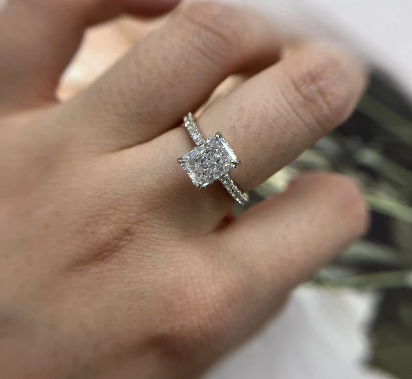 Customer photo review of Dazzling Radiant Cut 2.0ct 925 Sterling Silver Engagement Ring