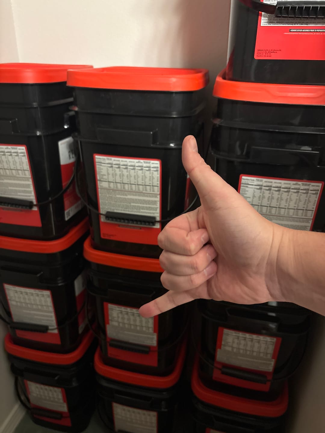 Customer photo review of 170 Serving Emergency Food Apocalypse Bucket