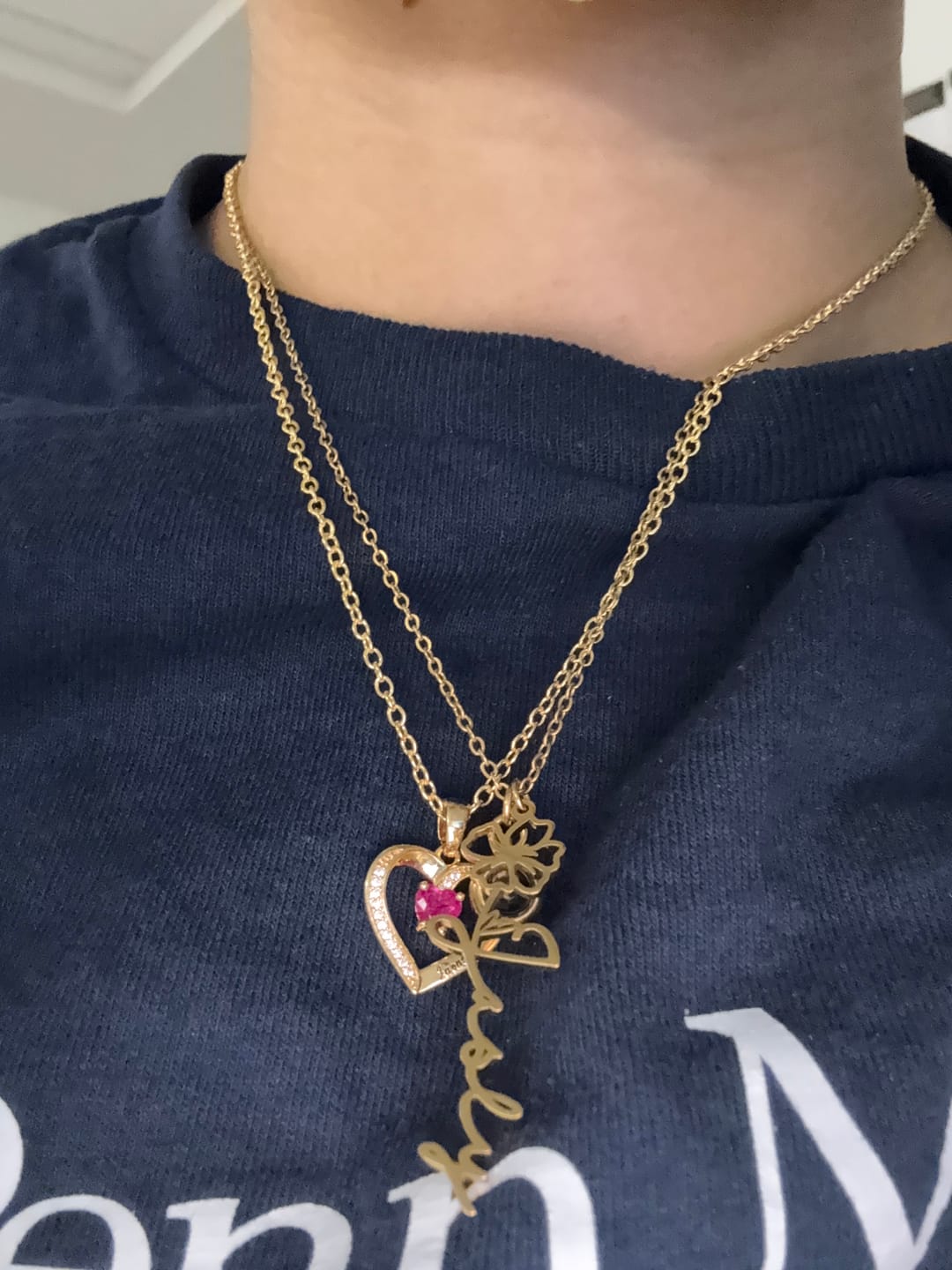 Customer photo review of Birthstone Heart Shape Necklace