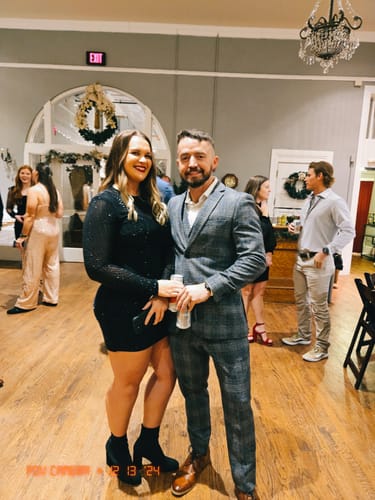 Customer photo review of Gray Blue Flannel Plaid 3 Piece Suit