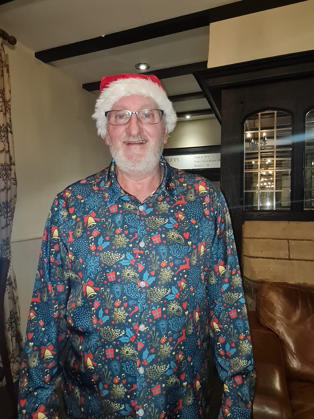 Customer photo review of Men's Christmas Reindeer Funny Xmas Themed Long Sleeve Shirt