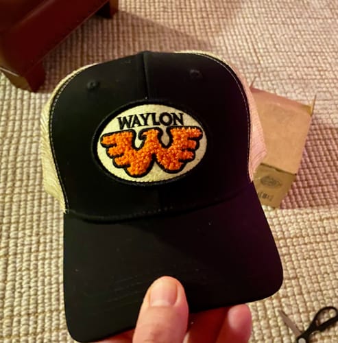 Customer photo review of Flying W Patched Waylon Jennings Trucker Hat