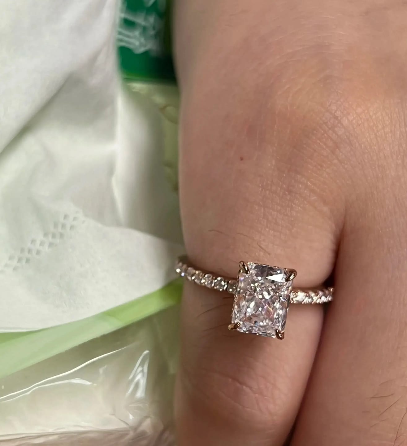 Customer photo review of Dazzling Radiant Cut 2.0ct 925 Sterling Silver Engagement Ring