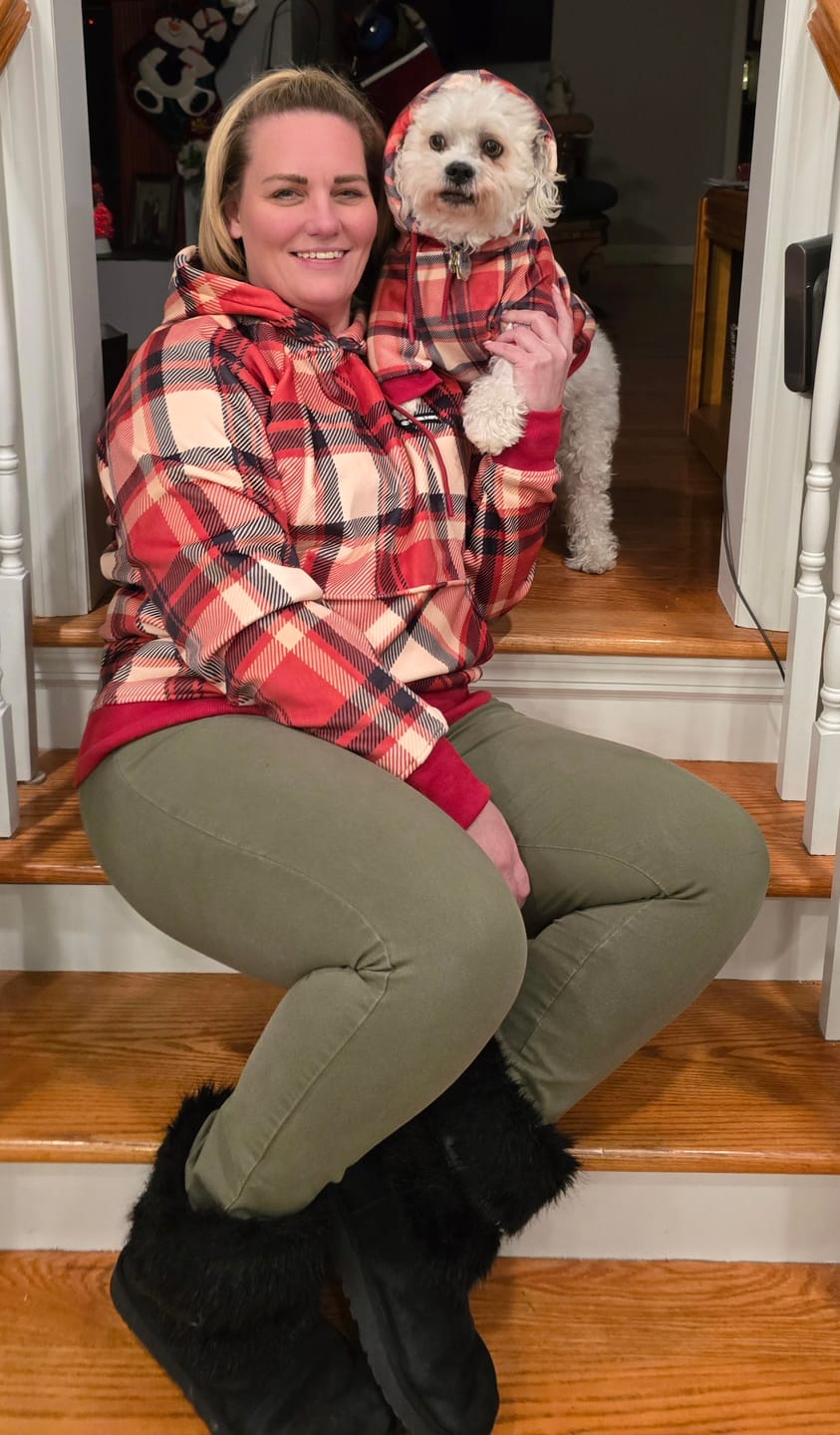 Customer photo review of Red Plaid Human Hoodie
