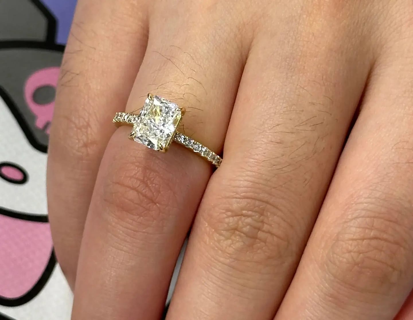 Customer photo review of Dazzling Radiant Cut 2.0ct 925 Sterling Silver Engagement Ring