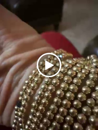 Customer video review of 3mm Karma Glitter 14k Gold Filled Bead Bracelet