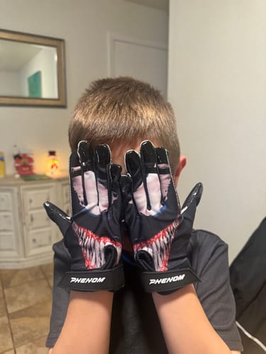 Customer photo review of Phenom Elite Villain Football Gloves - VPS3