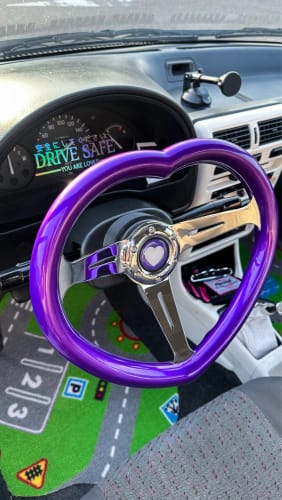 Customer photo review of Heart Shaped Chrome Steering Wheel 350MM