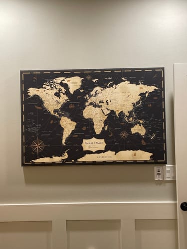 Customer photo review of Pinnable World Journey Map • Rustic Gold