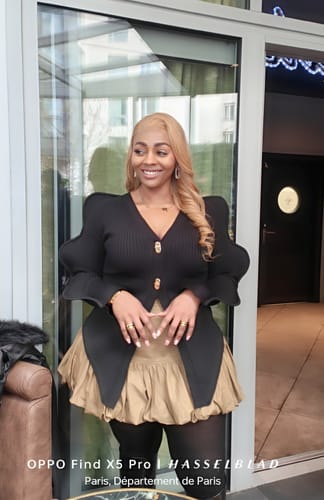 Customer photo review of Skinny V-Neck Knitted Cardigan