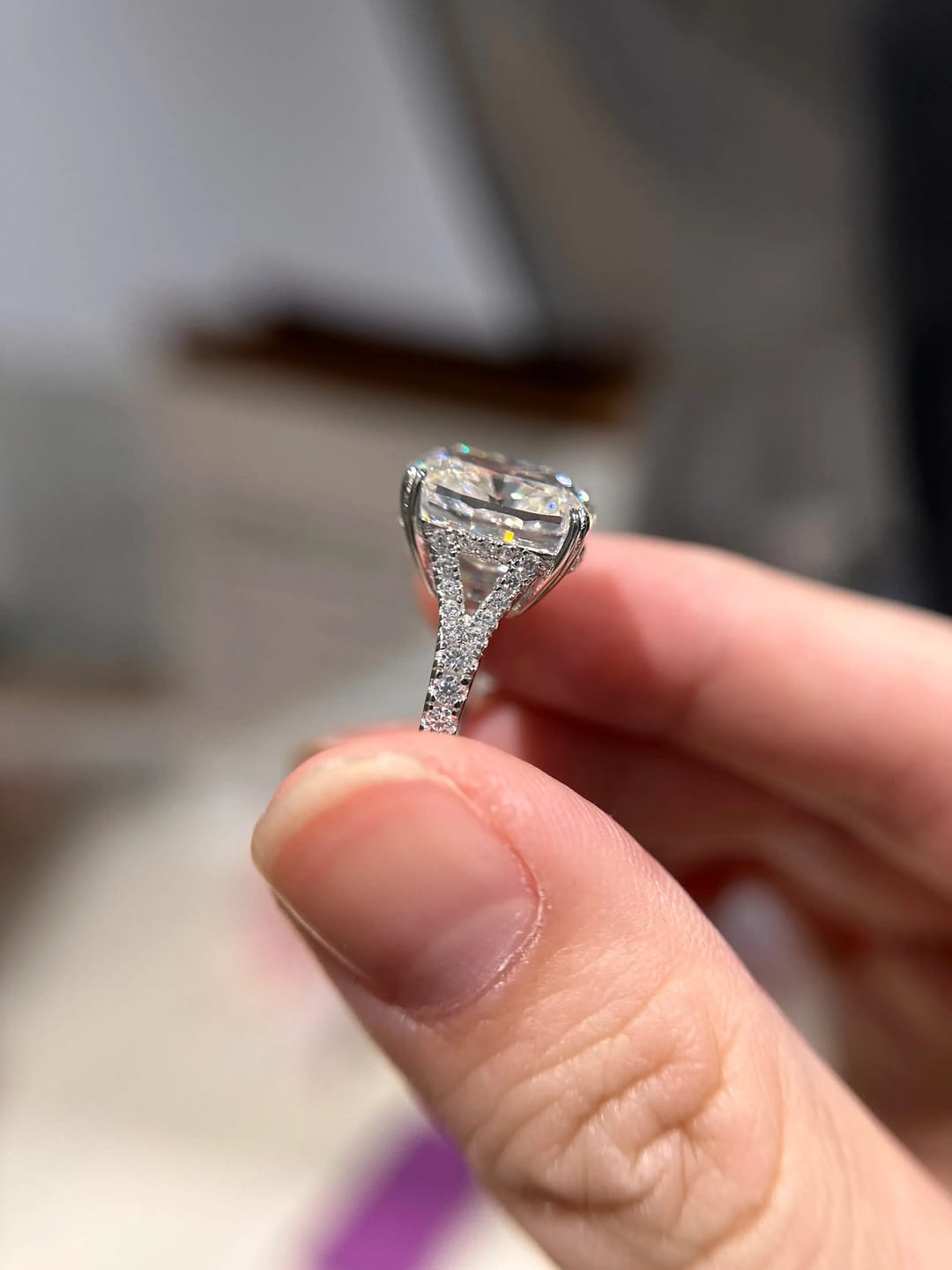 Customer photo review of Classic Sterling Silver Cushion Cut Engagement Ring