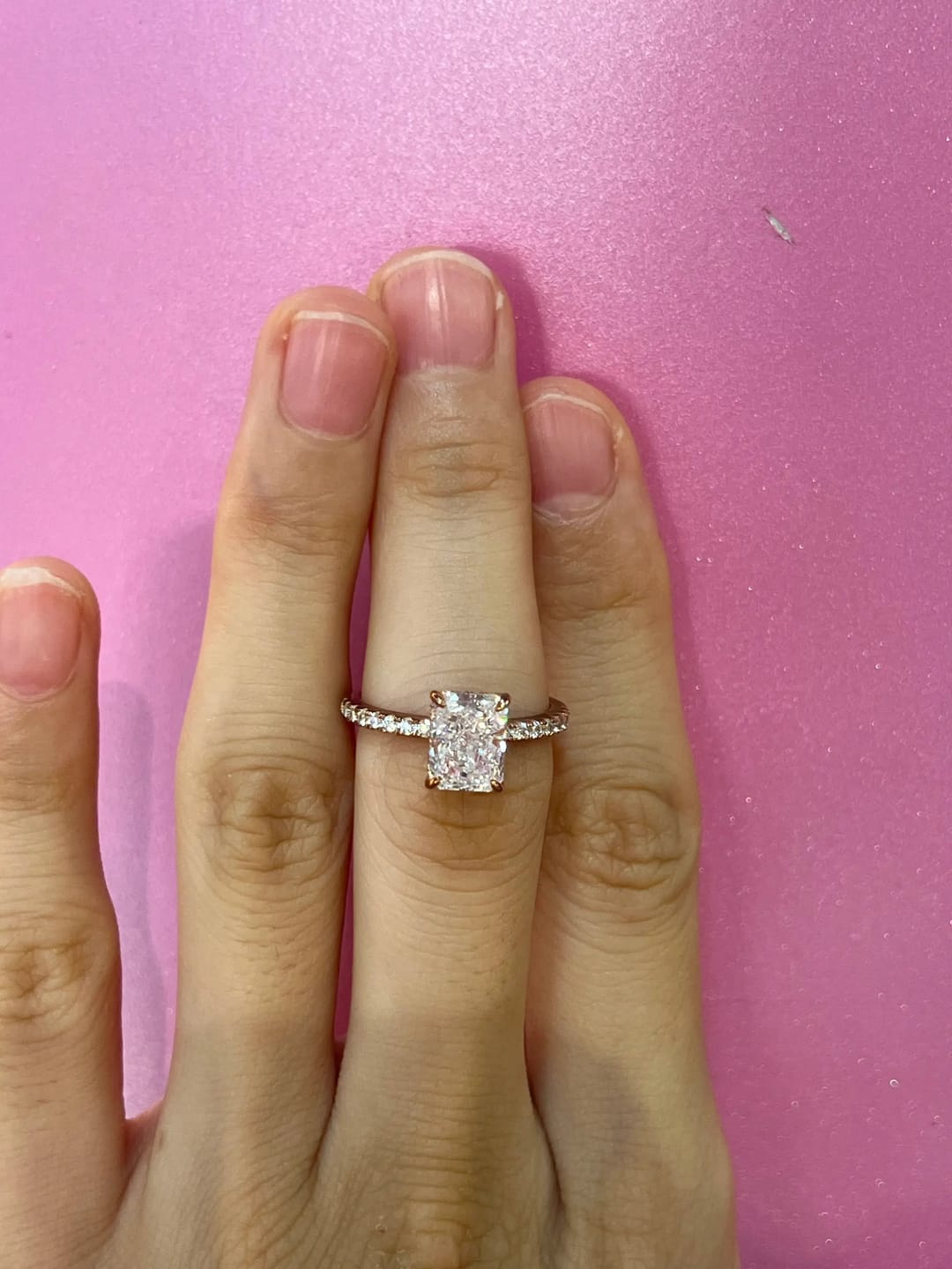 Customer photo review of Dazzling Radiant Cut 2.0ct 925 Sterling Silver Engagement Ring