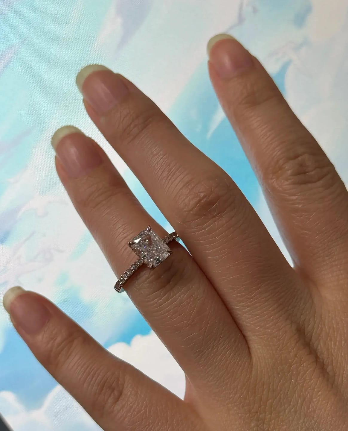 Customer photo review of Dazzling Radiant Cut 2.0ct 925 Sterling Silver Engagement Ring
