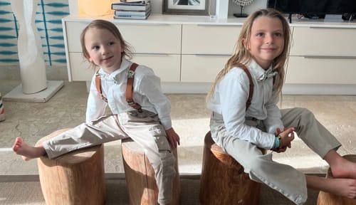 Emilie W. review of Cognac Vegan Leather Buckle Suspenders image 1 out of 2