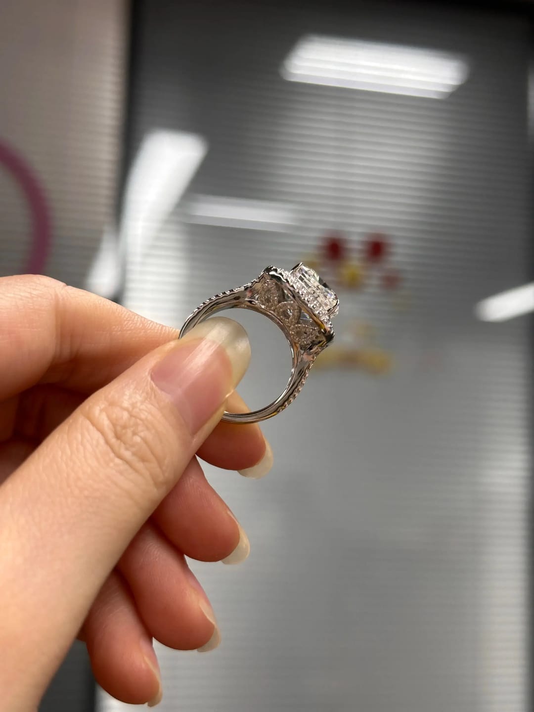 Customer photo review of Vintage Cushion Cut Sterling Silver Engagement Ring