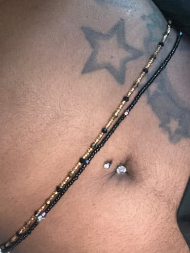 Customer photo review of Golden Tie On Waist Beads