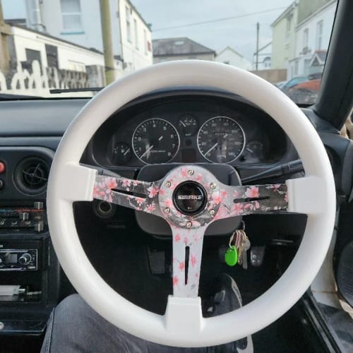Customer photo review of Cherry Blossom Steering Wheel 14"