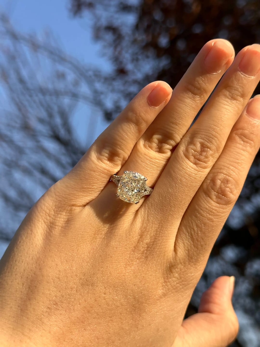 Customer photo review of Classic Sterling Silver Cushion Cut Engagement Ring