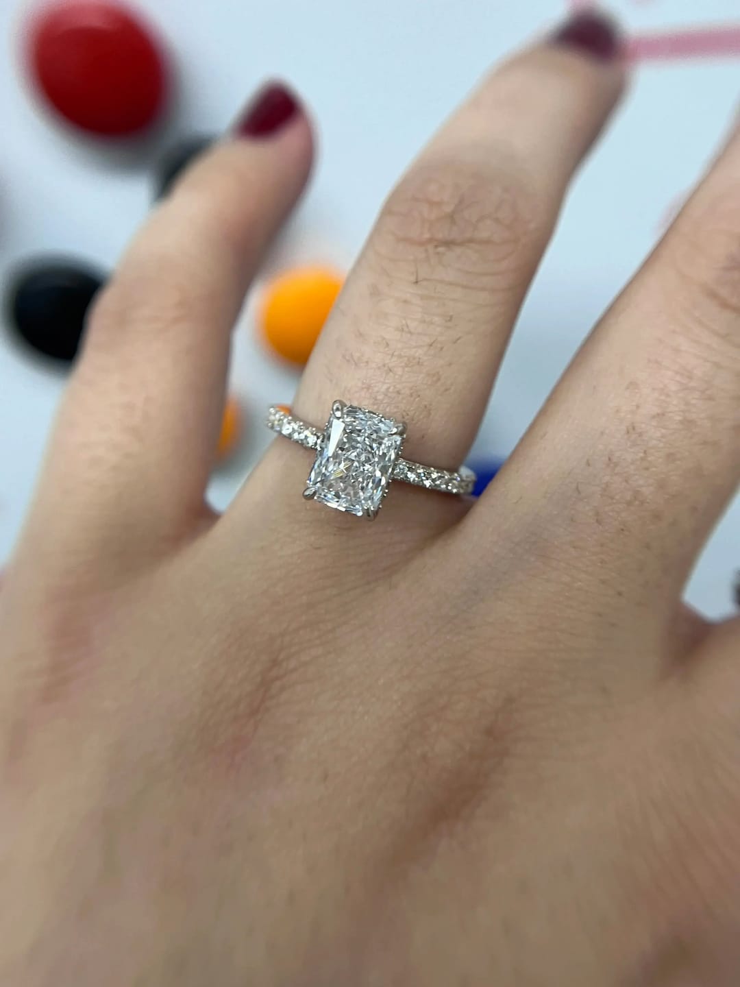 Customer photo review of Dazzling Radiant Cut 2.0ct 925 Sterling Silver Engagement Ring