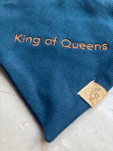 Customer photo review of Custom Saying Embroidered Bandana