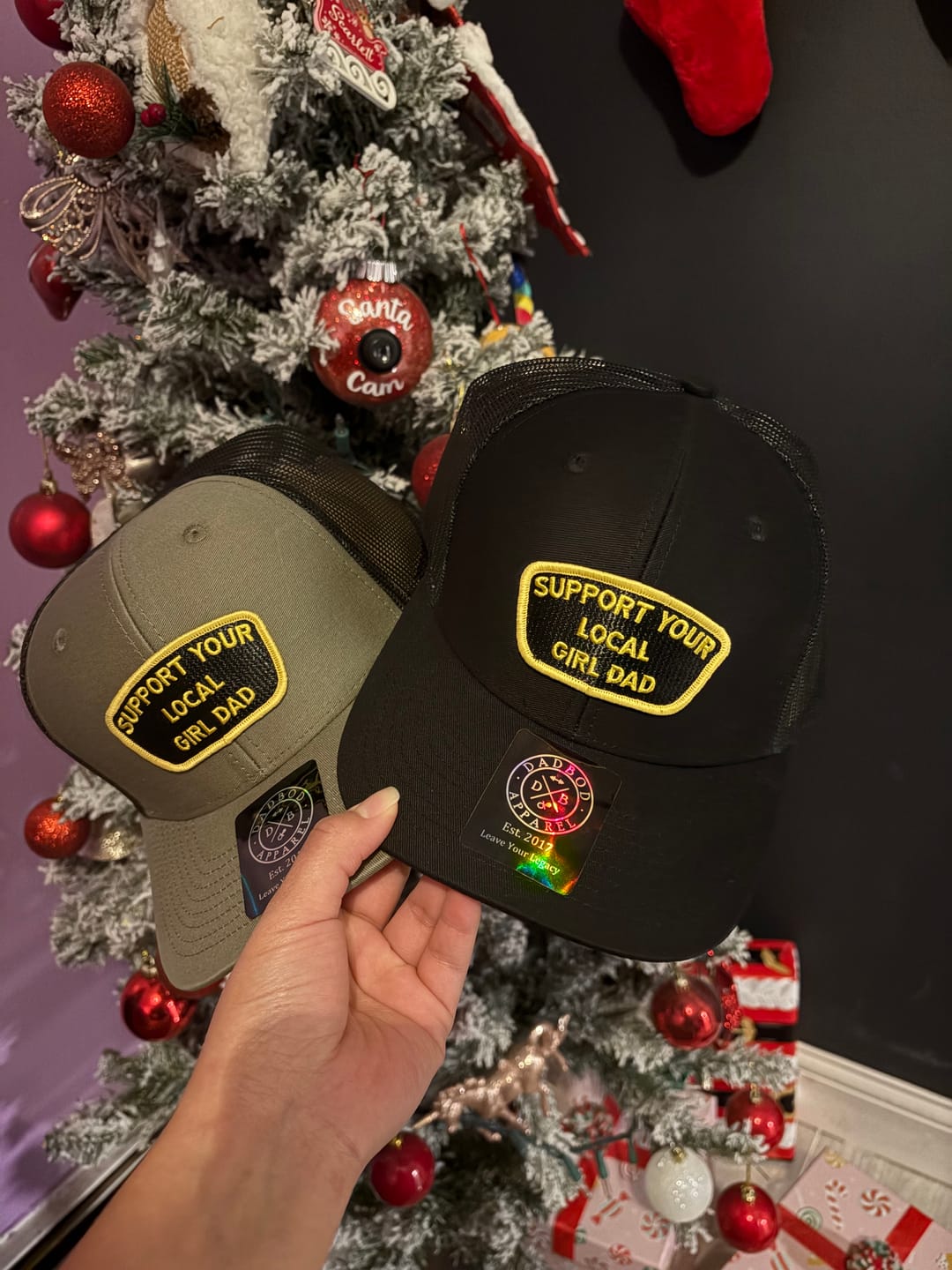 Customer photo review of Support Your Local Girl Dad Patch Hat