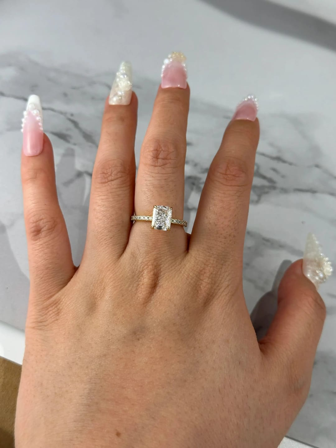 Customer photo review of Dazzling Radiant Cut 2.0ct 925 Sterling Silver Engagement Ring