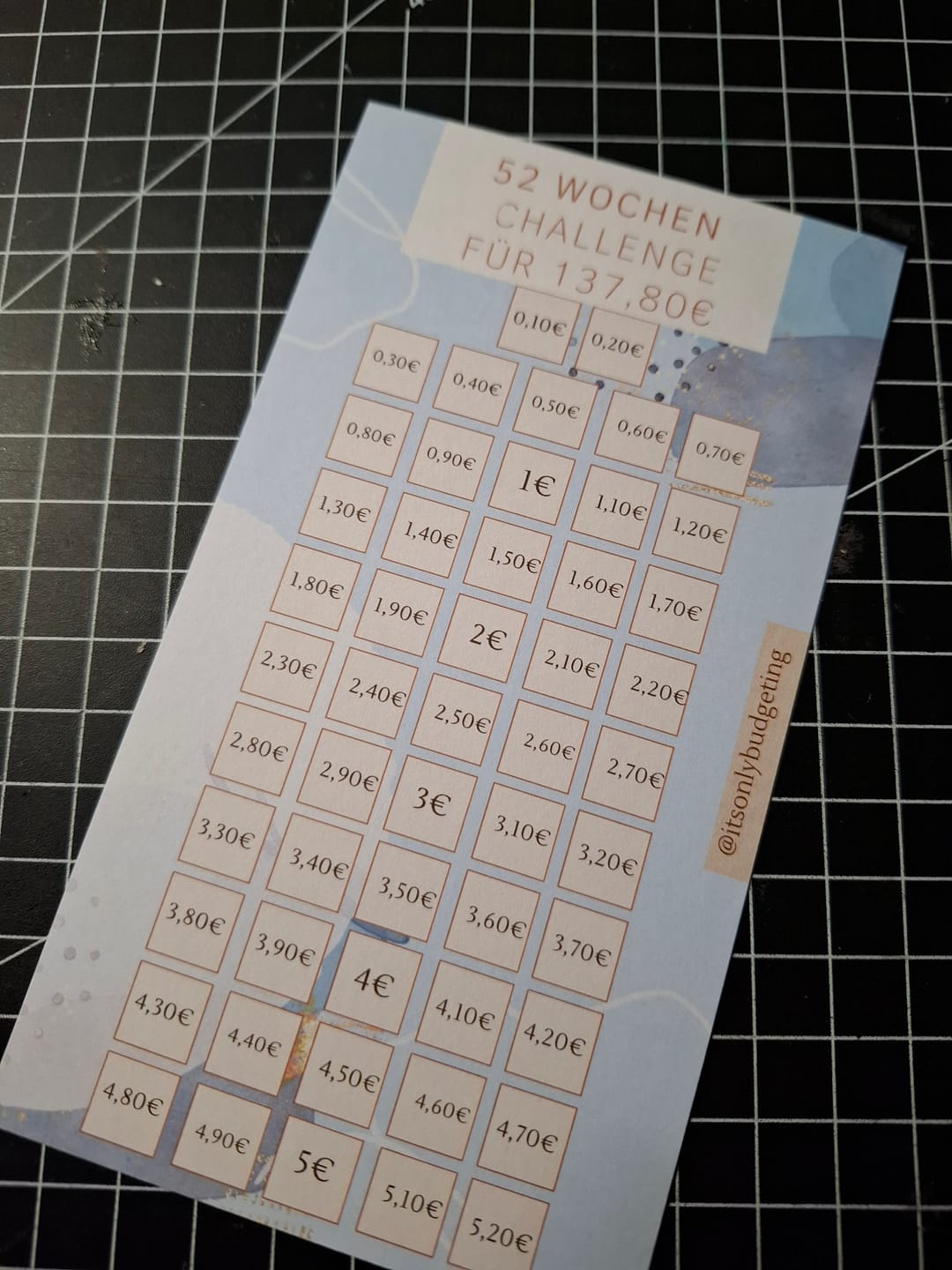 Customer photo review of 52-Wochen Sparchallenge MINI A6
