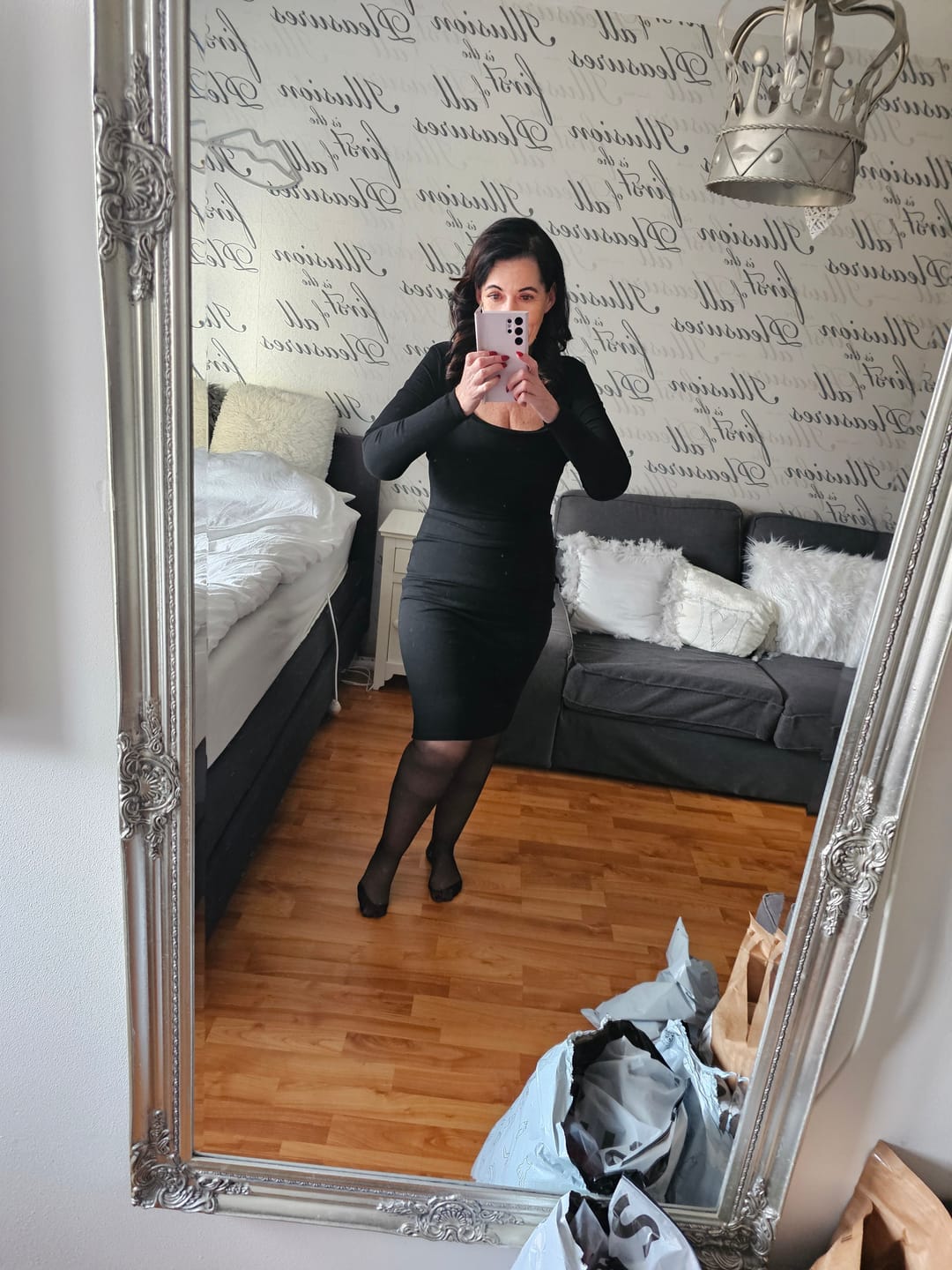 Customer photo review of Long Sleeve Midi Shapewear Dress