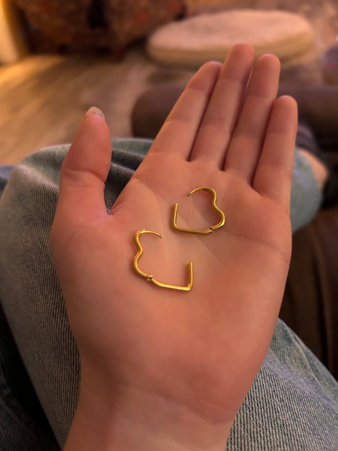 Customer photo review of Heart Gold Hoops