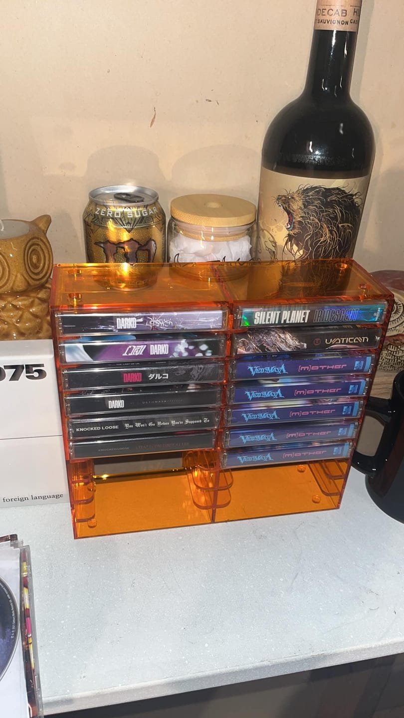 Customer photo review of Acrylic Cassette Tape Storage Rack for 20 Cassettes