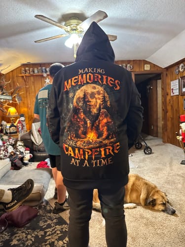 Customer photo review of MAKING MEMORIES ONE CAMPFIRE AT A TIME BIGFOOT ALL OVER PRINT - TLNO1709244
