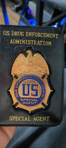 Customer photo review of US Eagle DEA Special Agent Badge Solid Copper Replica Movie Props