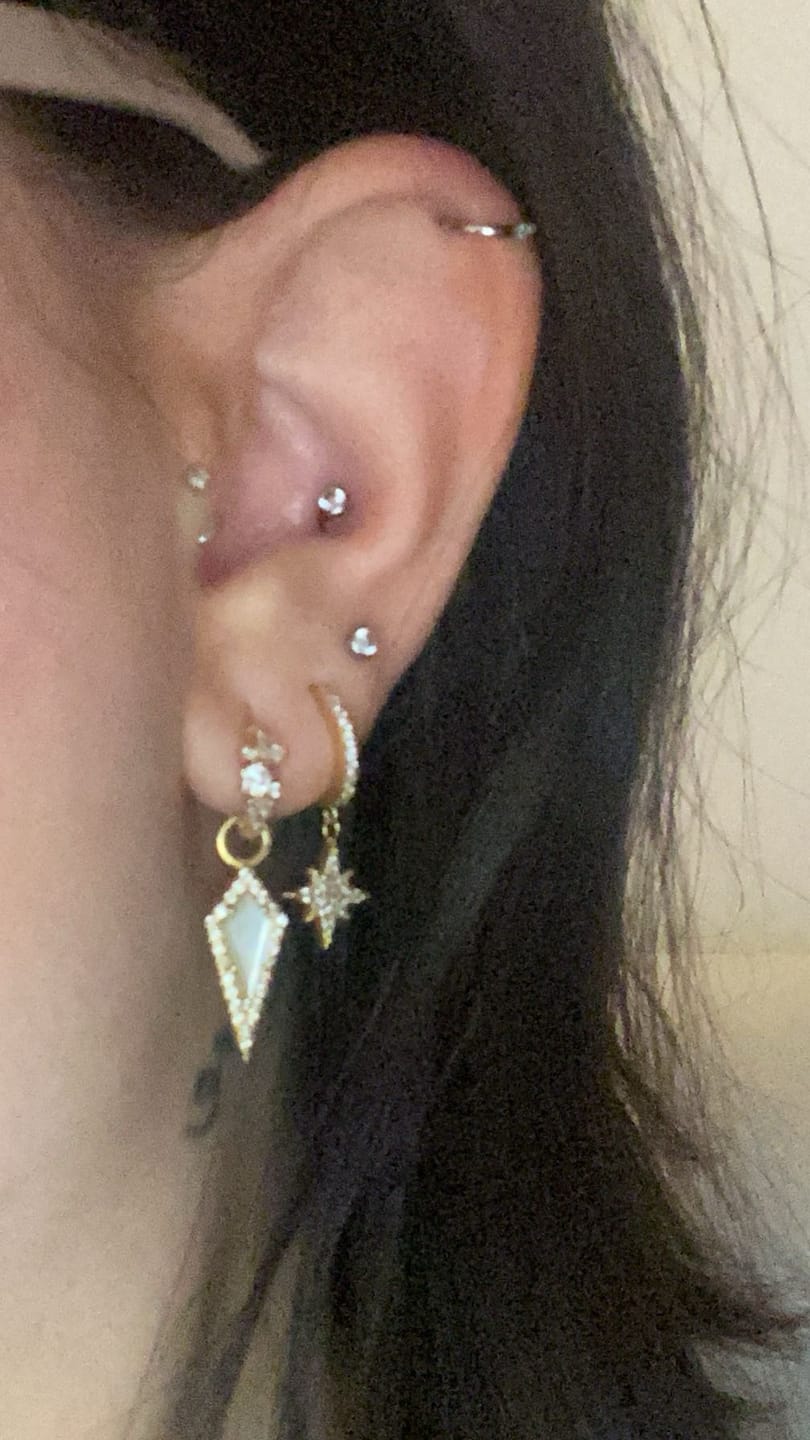 Customer photo review of VENUS North Star Pavé Huggie Hoops