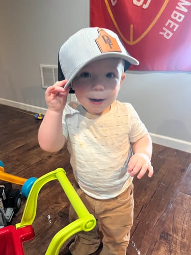 Customer photo review of Cattle Ear Tag Shape Custom Leather Patch Hat