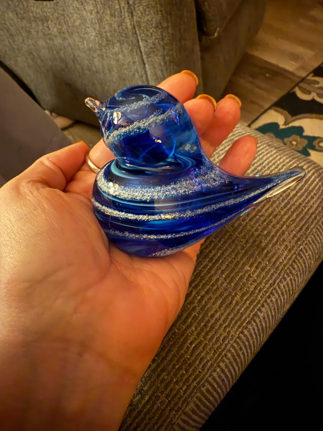 Customer photo review of Colorful Glass Birds with Cremation Ash