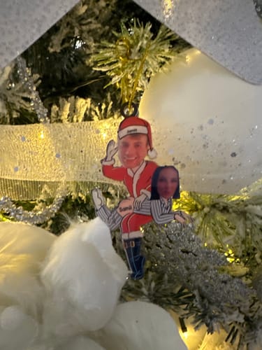 Customer photo review of Funny Santa Couple Personalized Christmas Ornament