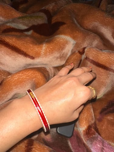 Customer photo review of Red – “Crimson Charm Women’s Bangle” (Pack of 1 Pair) (2 pis)