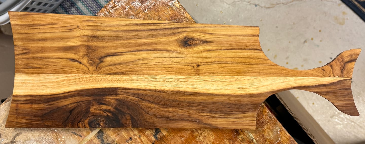 Customer photo review of 24x8.5" Large Fishtail Charcuterie Board Acrylic Router Template