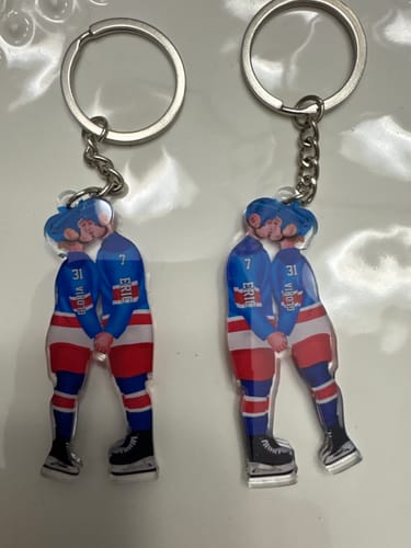 Customer photo review of Personalized Acrylic Custom Shape Ornament-Couple Gift-Ice Hockey Couple Acrylic Keychain